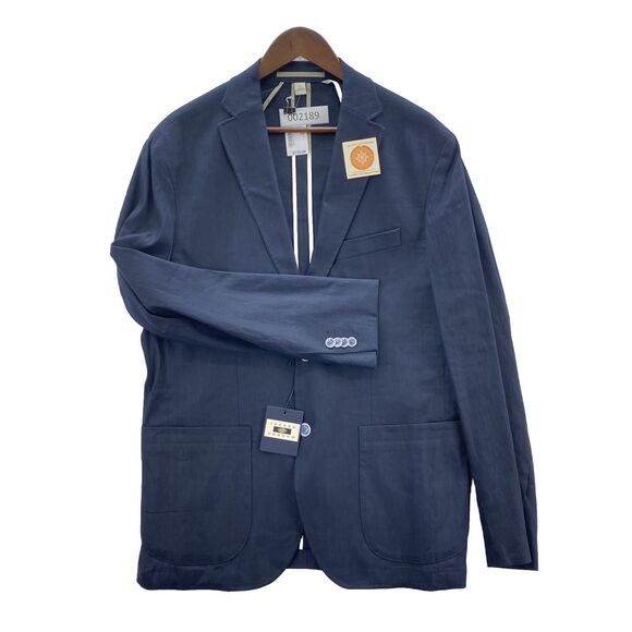 Joseph Abboud Other - Joseph Abboud Linen Blazer Mens 2XL Blue Preppy American Modern Fit Unstructured